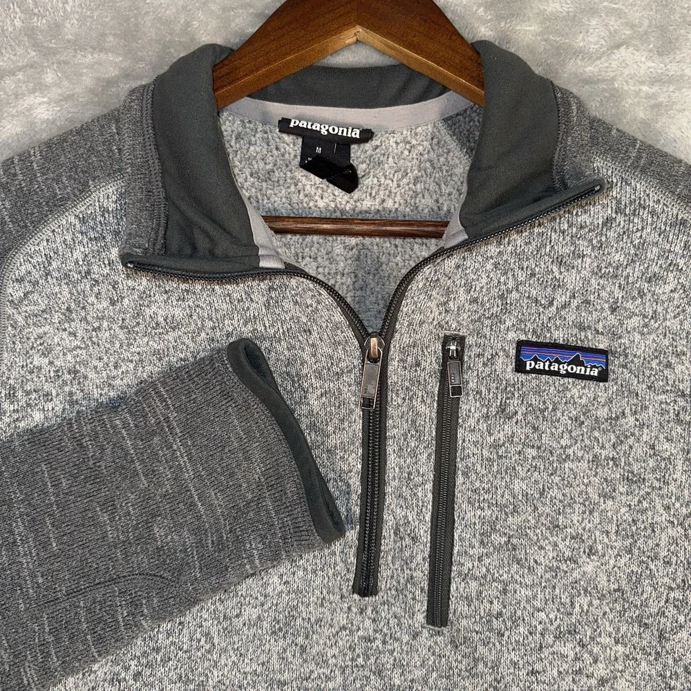 Patagonia Better Sweater 1/4 Zip Mens Medium Grey Charcoal Fleece Pullover 25522